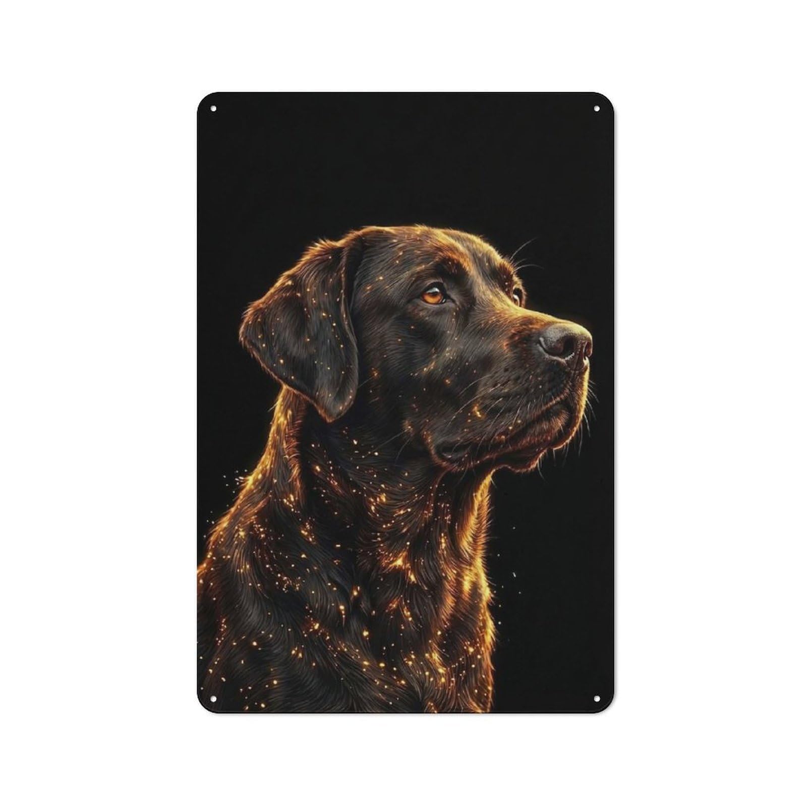 Junmoney Style-18 Man Cave Glowing Labrador Retriever Portrait Tin Wall Sign, Wall Decor For Workshop, Shed And Game Room, 30X20cm