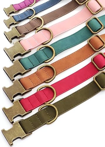 Miniatura 6 de Didog Collar de cuero suave para perro, collares de perro duraderos y resistentes con hebilla metálica de liberación rápida, collar de cuero