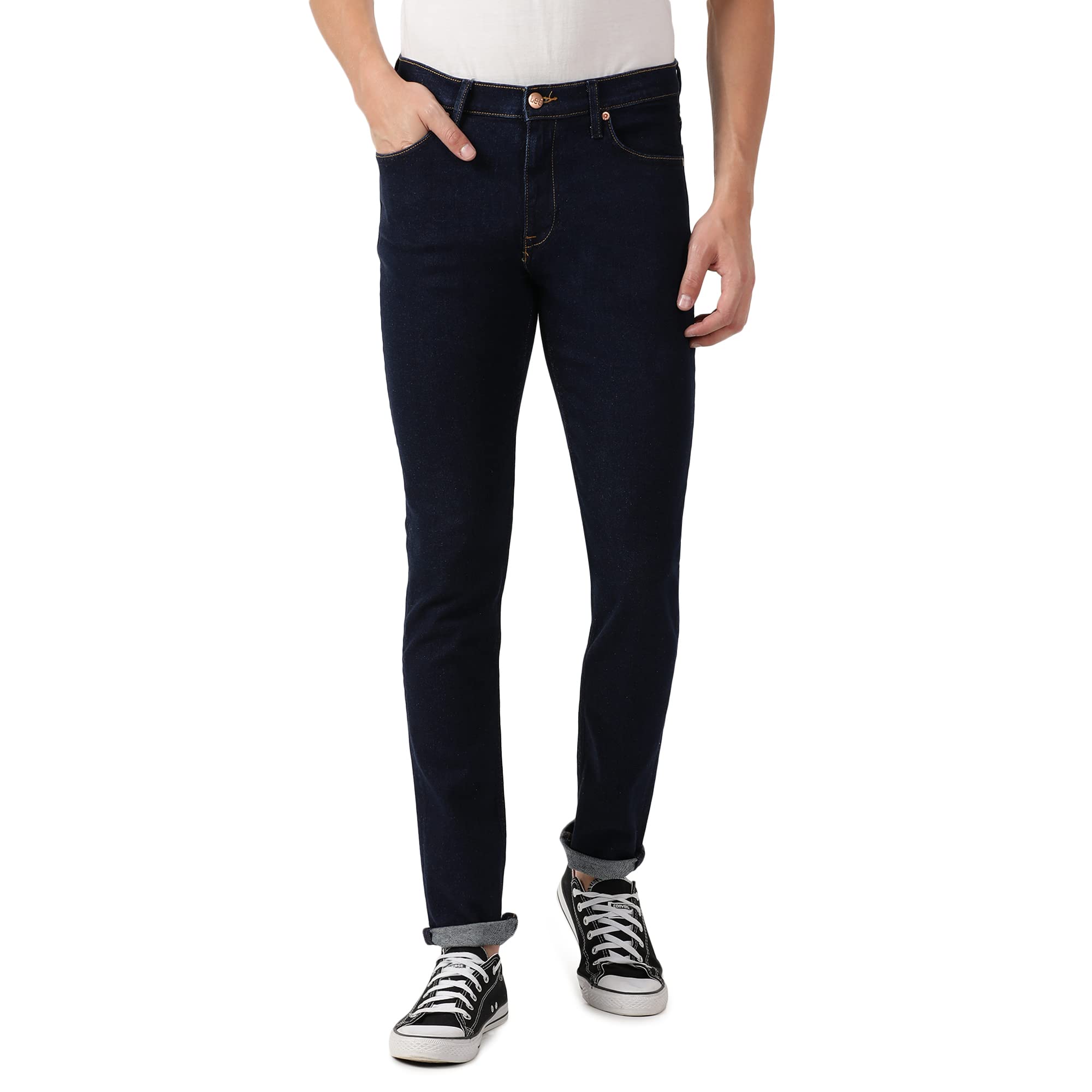 Lee Men's Bruce Blue Jeans (Skinny) in blue