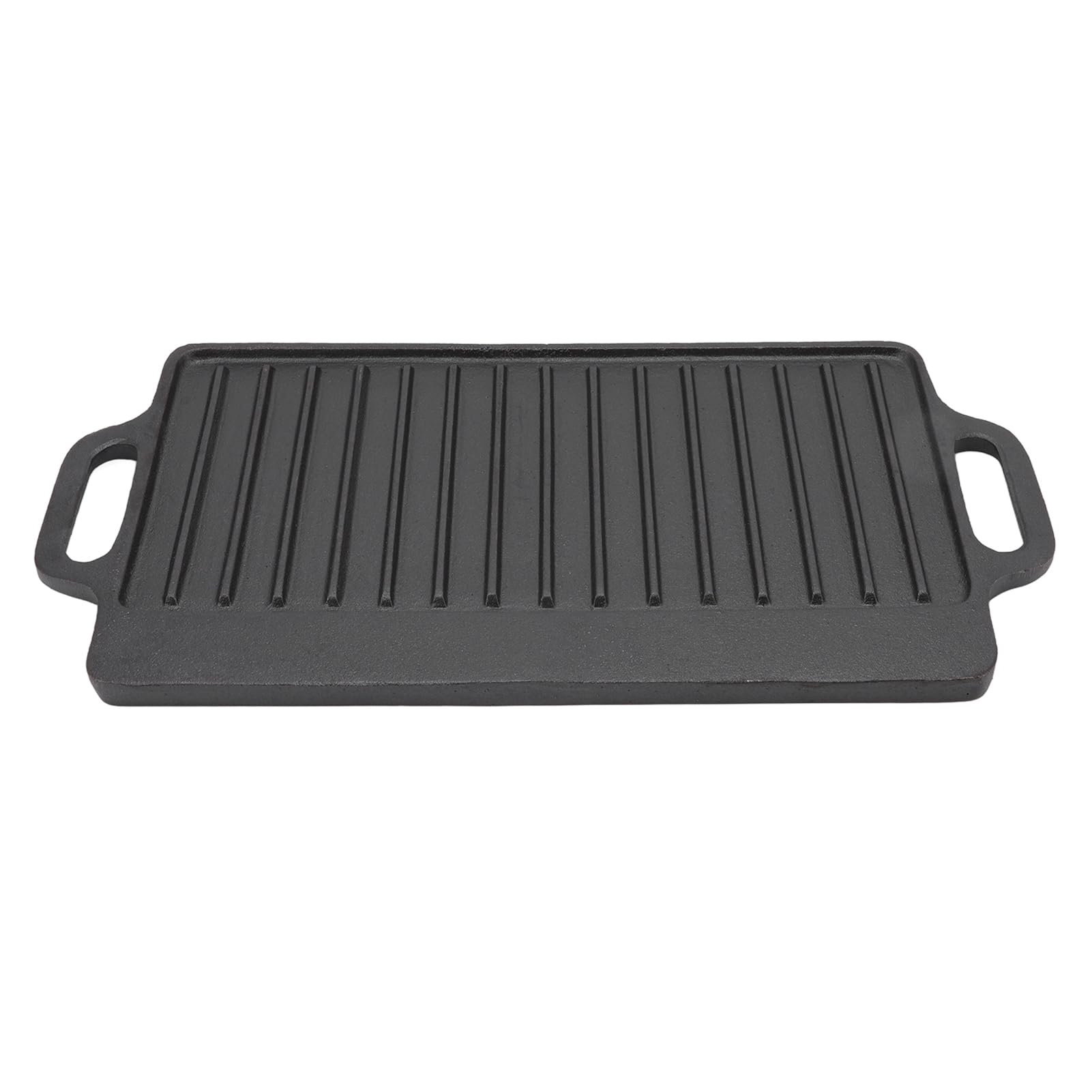 TOPINCN Żeliwna Płyta Grillowa Teppanyaki Prostokątna Dwustronna Patelnia z Wbudowanymi Uchwytami do Gotowania Wewnątrz i na zewnątrz. (51x23CM)