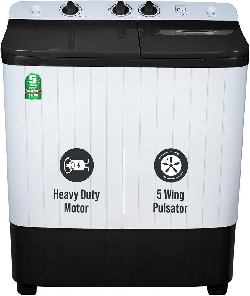 NU 6.5 Kg SemiAutomatic Top Load Washing Machine (WSTLP65GD, Grey