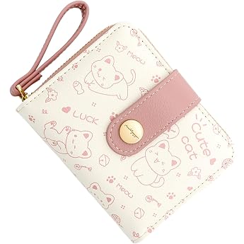 Girls Small Purse for Women Purse Pets Cat Wallet Cute Motif Student Card Case Zip Coin Purse