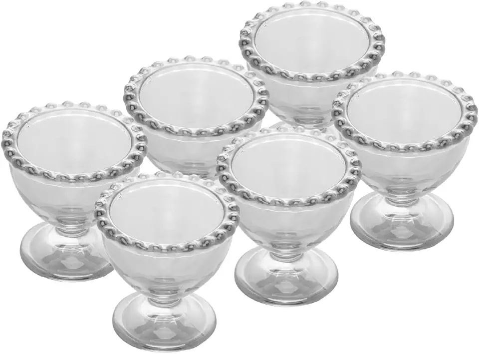 WOLFF - Conjunto 6 Porta Ovos de Cristal 6cm x 6cm - Linha Pearl