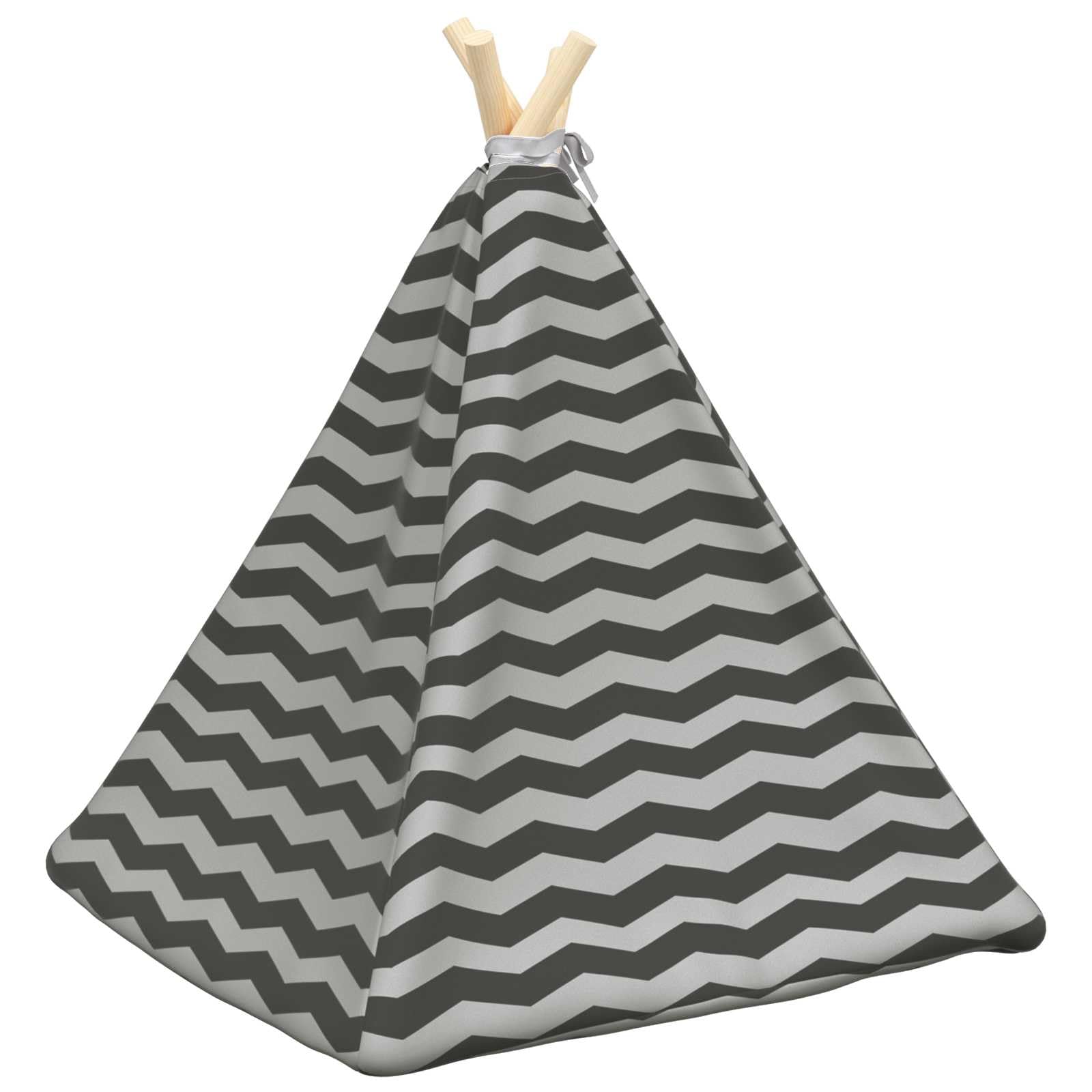 Tipi para mascotas con cojín blanco y gris, 50 x 50 x 60 cm, cueva para gatos, cesta para gatos, cojín para gatos, cama acogedora con estaca de madera de pino para gatos y perros pequeños
