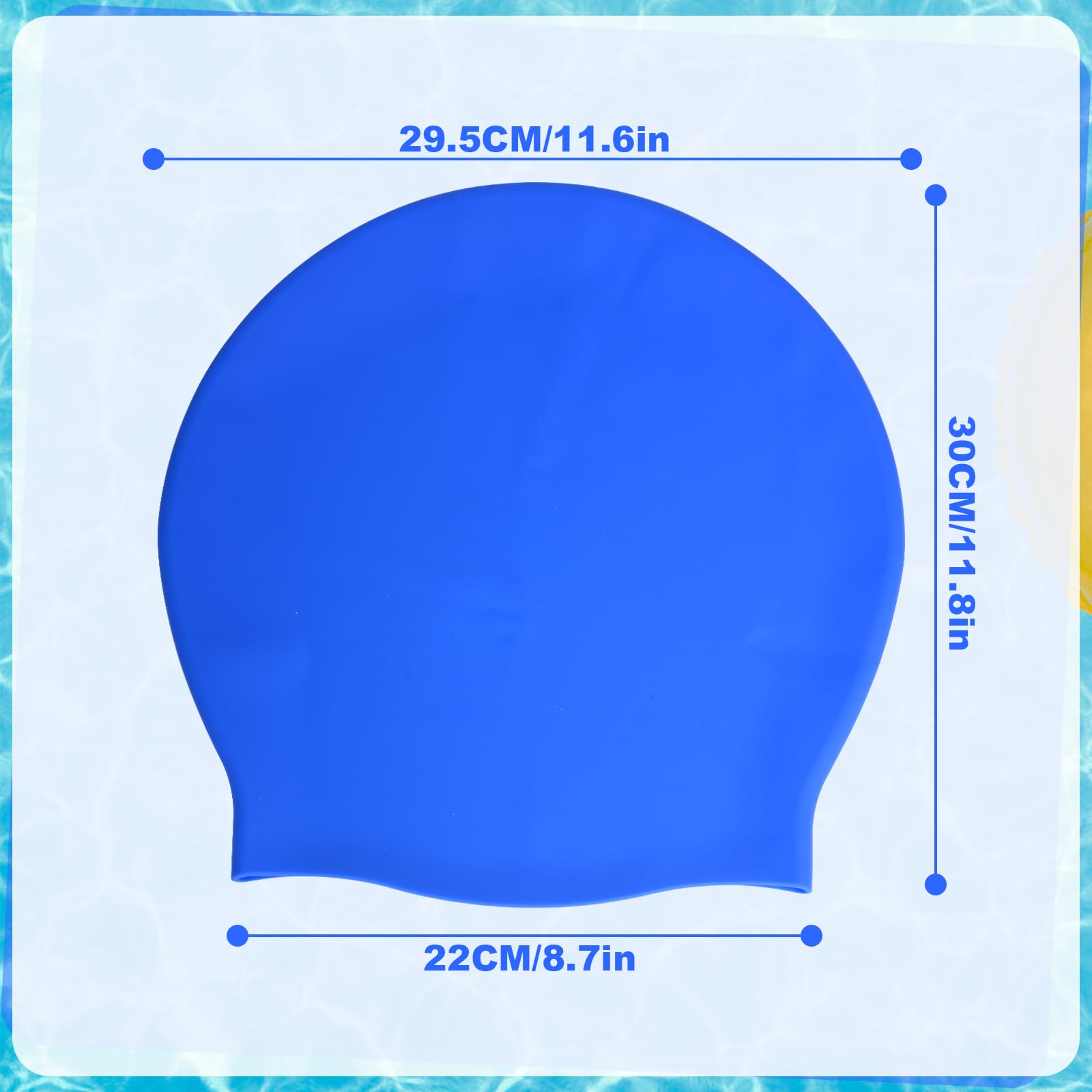 OKTAYOCUM Extra Large Silicone Swimming Cap for Long Hair Weaves, Braids, Afro - Adult Waterproof Swim Cap (BLUE) - Image 2