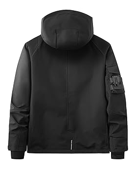 t.chn様　WIND BREAKER HOODY JACKET MFCT Streetwear Techwear Men's Windbreaker Jacket (Black