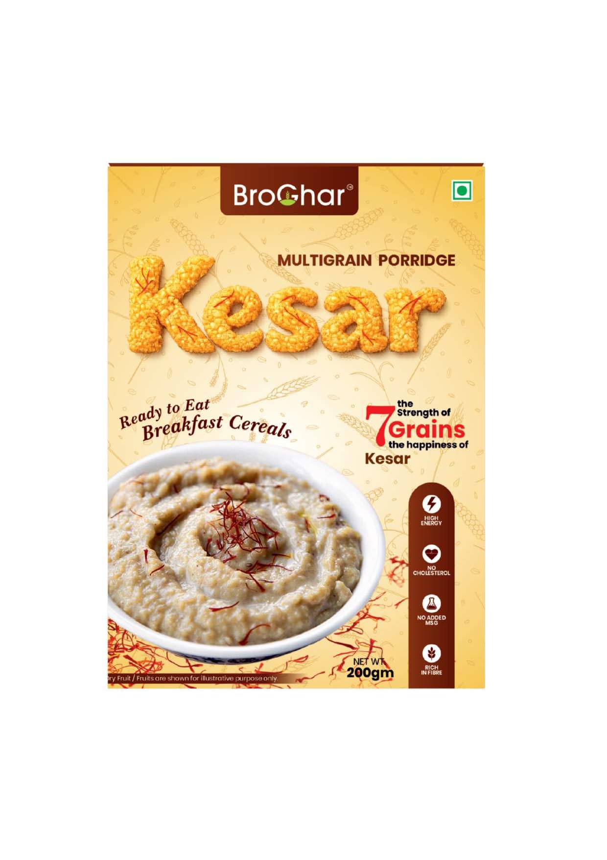 BroGhar Kesar Multigrain Porridge, Ready to Eat Breakfast Cereal, 7 Grains, No Added Sugar, No Cholesterol, Rich in Fibre, 200gm-image-7