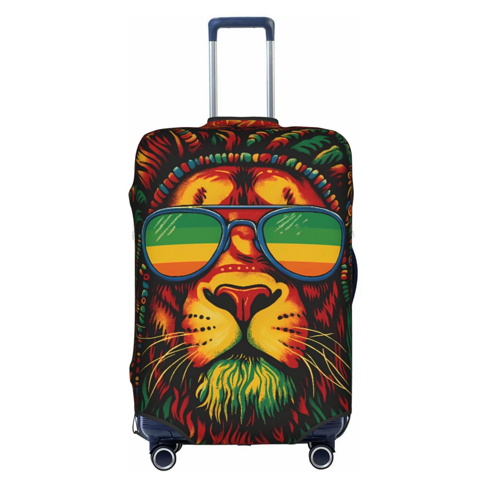 Cool Lion with DreadLocks and Sunglasses Elasticity Luggage Protection Cover Travel Scratch Resistant Suitcase Covers Medium (22-24 inch suitcase)