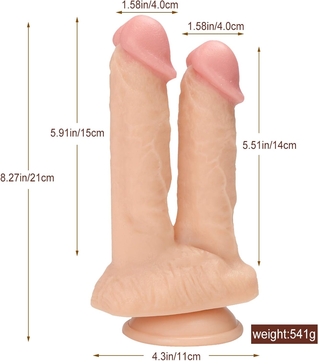 Double Dildo with Powerful Suction Cup Anal Dildos Realistic Dildo Real Dong Real Penis Replica Double Stimulation Sex Toy for Couples