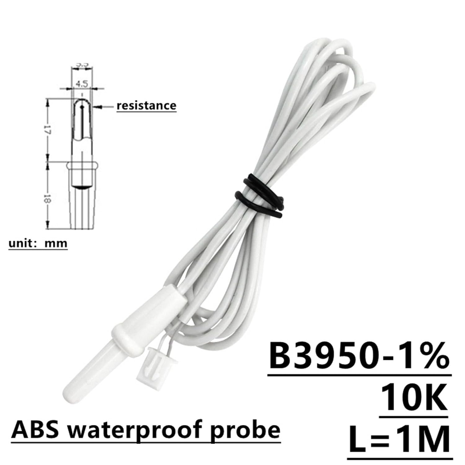 10K Temperature Sensor Head ABS Plastic Shell NTC Negative Probe B3950 1Pcs