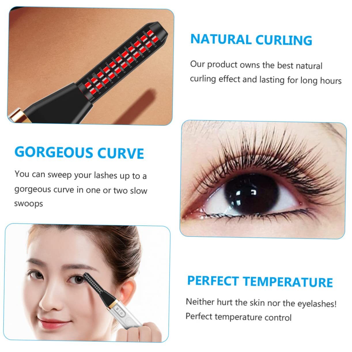 Beavorty 3stücke Usb Wiederaufladbarer Elektrischer Wimpernformer Mit Heizfunktion Tragbarer Wimpernwickler Für Geformte Wimpern Für Unterwegs Für
