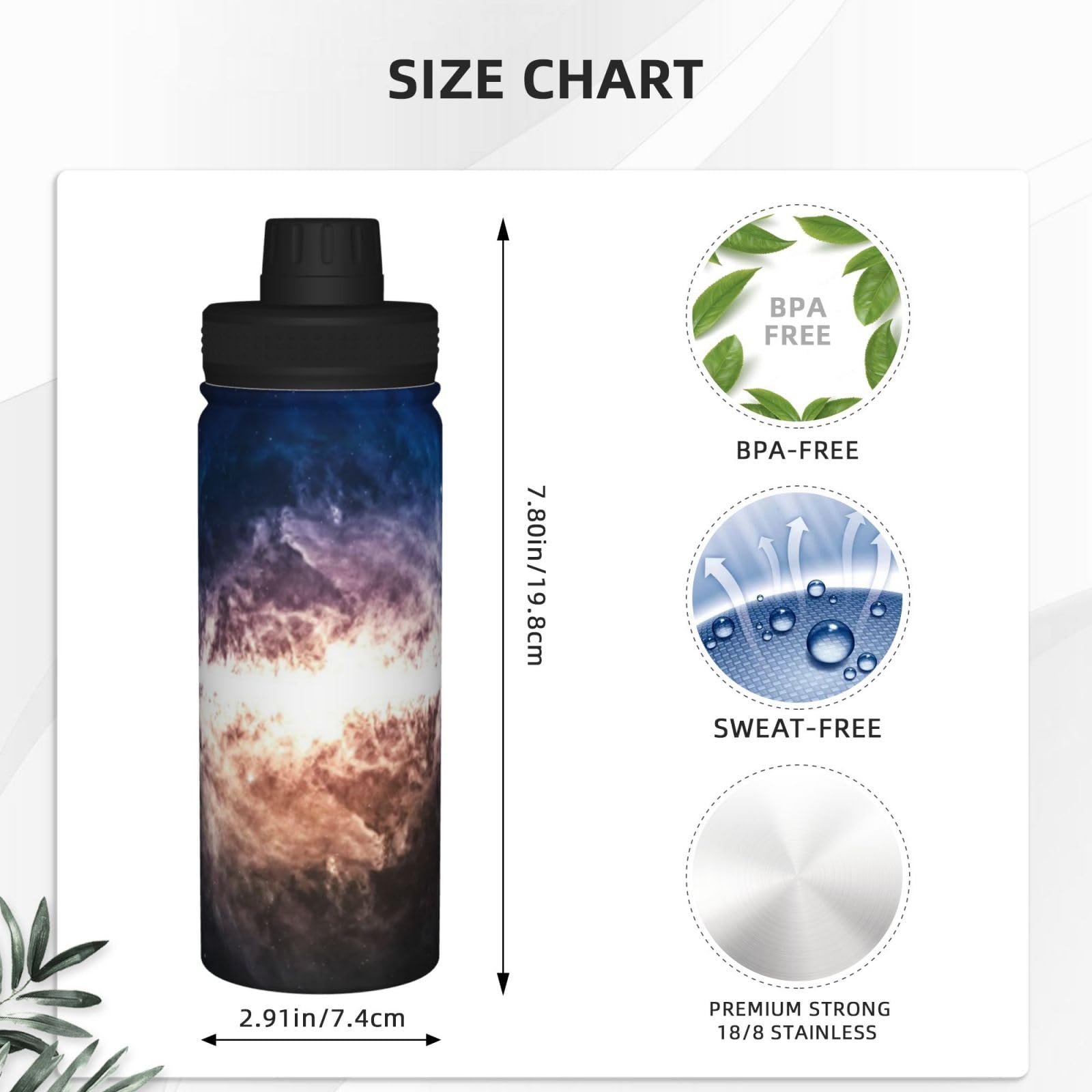 Galaxy Print Wasserflasche Edelstahl Isolierflaschen 18oz Sport Wasserflaschen für Männer Frauen