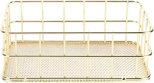 Miniatura 2 de Cestas de almacenamiento doradas, cesta de metal dorado, cesta de almacenamiento de hierro dorado, multifuncional, malla de alambre, organizador de