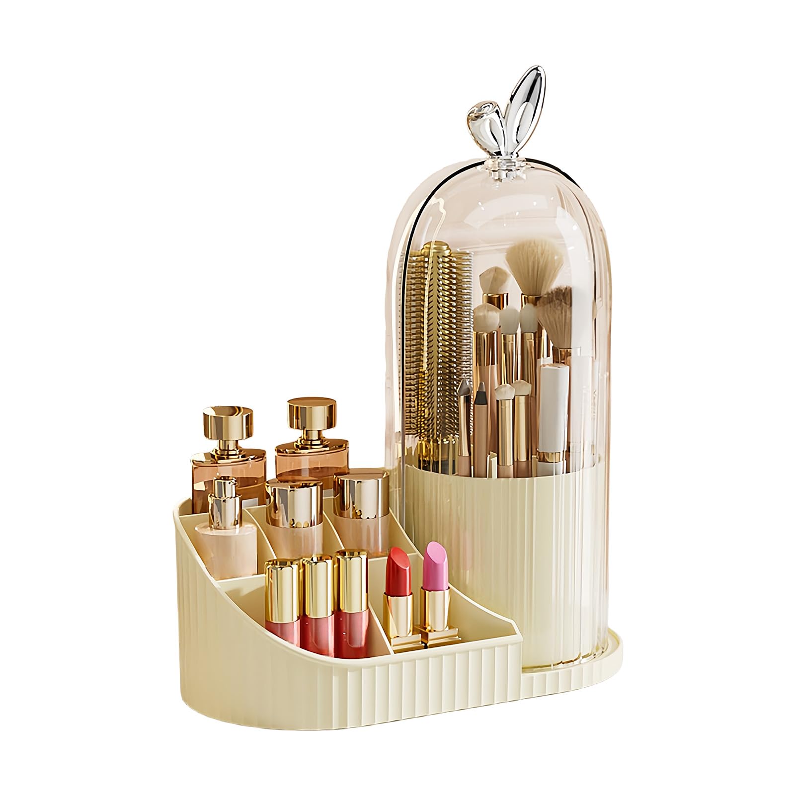 HENYGEN Rotating Cosmetic Container with Divided Areas for Easy Access to Lipsticks Brushes and Bottles Turn Makeup Planner