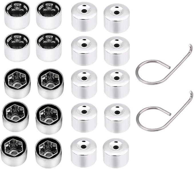 20Pcs 17Mm Chrome Wheel Nut Covers Silver Locking Wheel Nut Caps Bolts