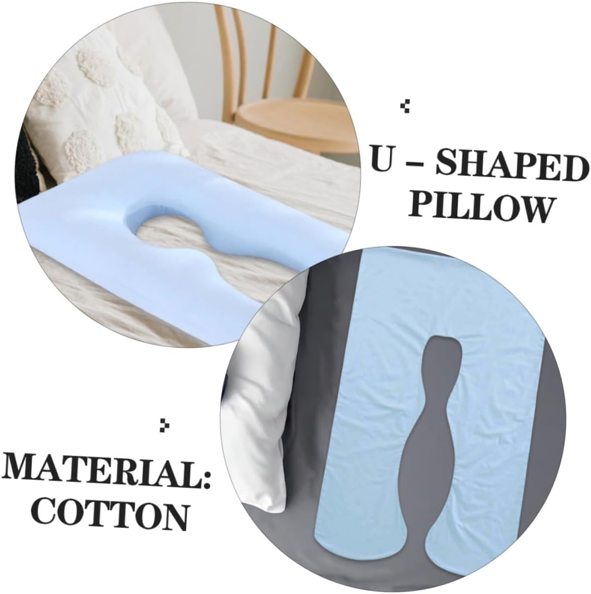 U-Shape Pregnancy Pillow Case, Cotton Body Cushion Cover for Pregnant Women, Sky-Blue, 48.42 X 25.59 Inches, Zipper Design, Comfortable and Durable for Sleeping Support