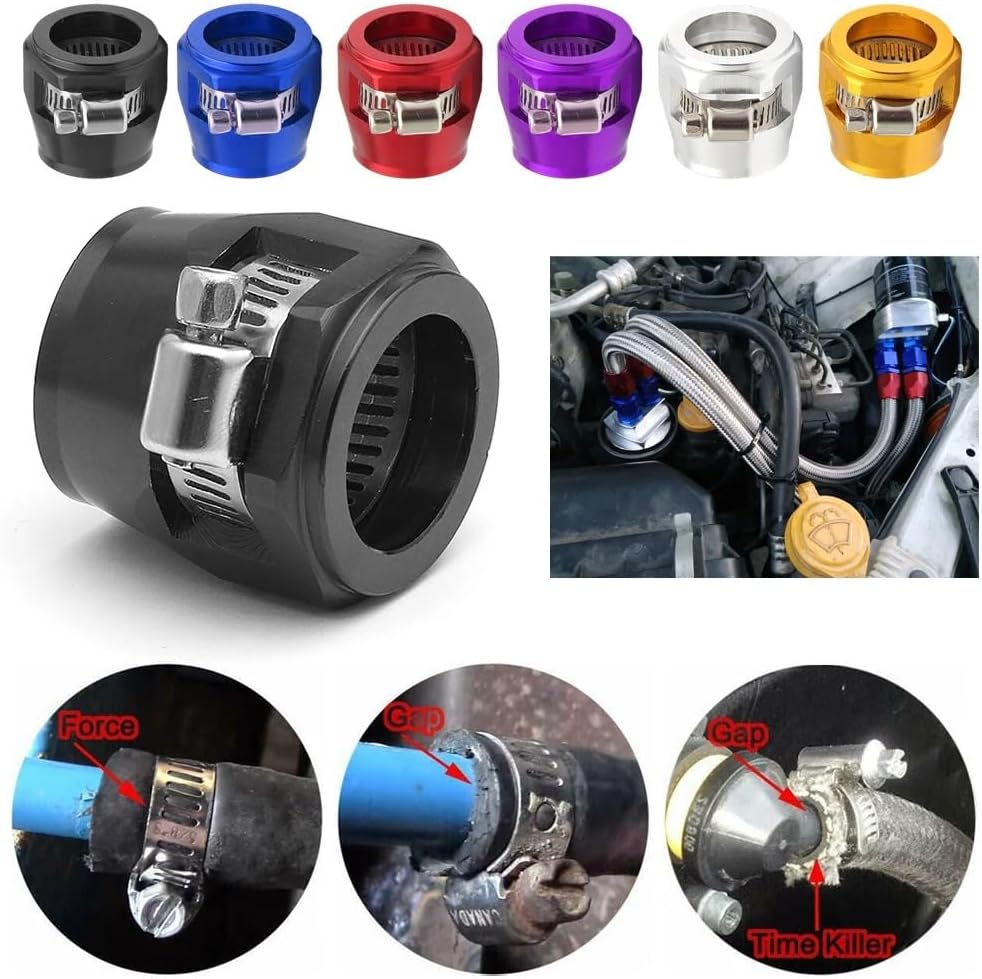 4pc AN4 AN6 AN8 AN10 AN12 Car Hose Finisher Clamp Radiator Modified Fuel Pipe Clip Buckle Universal Hose Clamps Oil End Finisher(Black AN12)