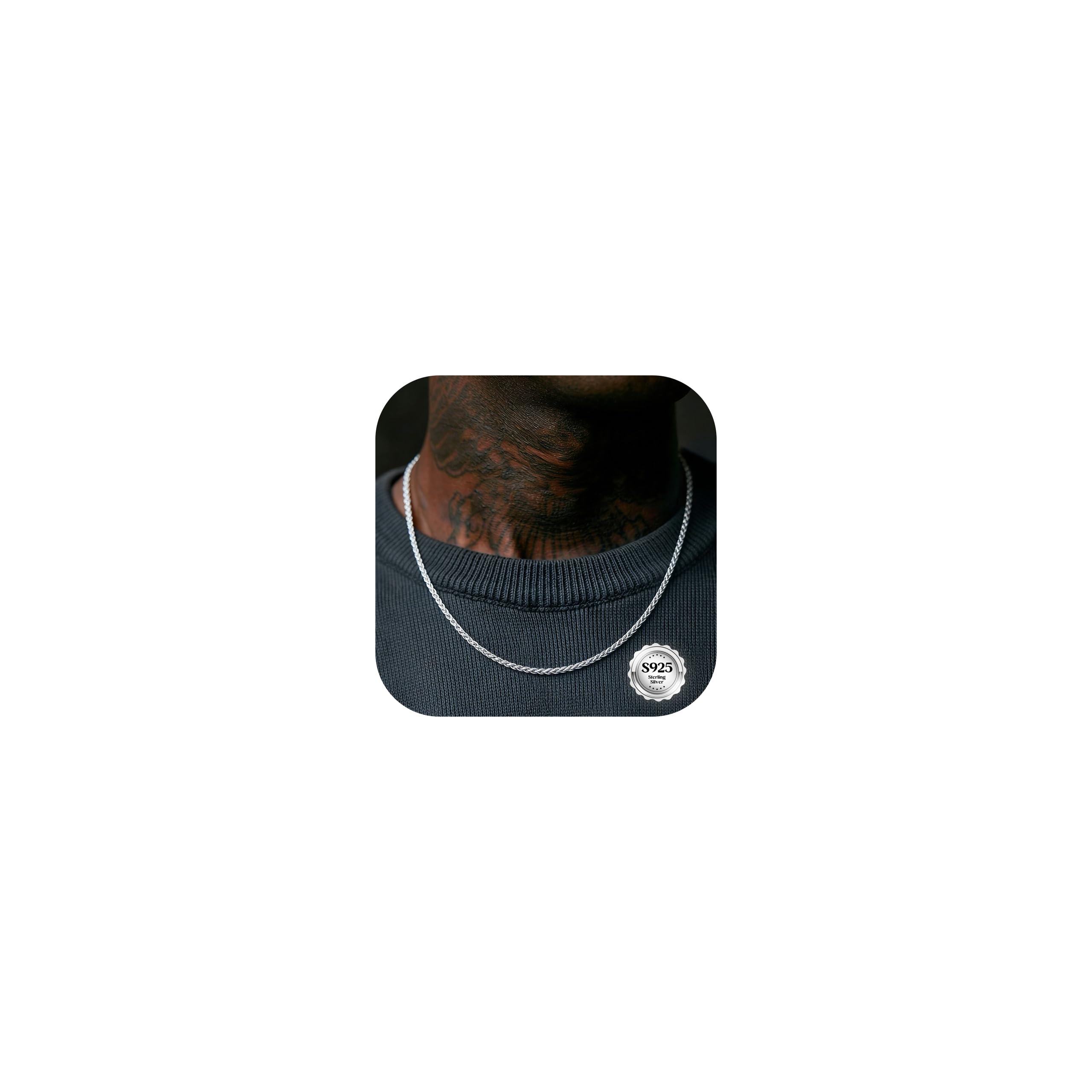 YADOCA Collana Uomo Argento 925 Collana Argento Uomo Spiga Catene Ipoallergeniche Catena Robusta all'Acqua Gioielli di Moda Regalo Lunghezza 46/51/56 CM
