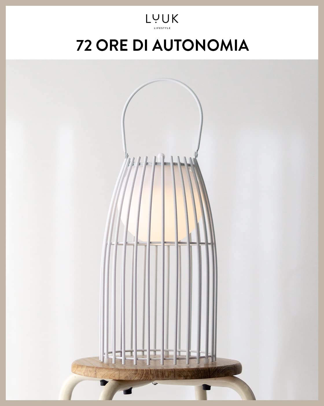LUUK LIFESTYLE Lampada senza fili a LED, luce per interni ed esterni, disegno formale, lanterna da tavolo, porta USB, nei colori nero, bianco, verde e arancione