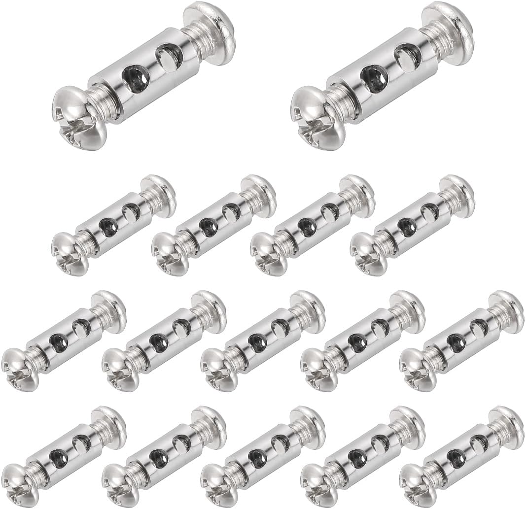 PATIKIL 16 Pcs Wire Rope Cable Clamp, 10 x 6mm Copper Double Hole Wire Rope Clips Adjustable Lock Crimping Loop Sleeve Stop for 3mm Dia Cable, Silver