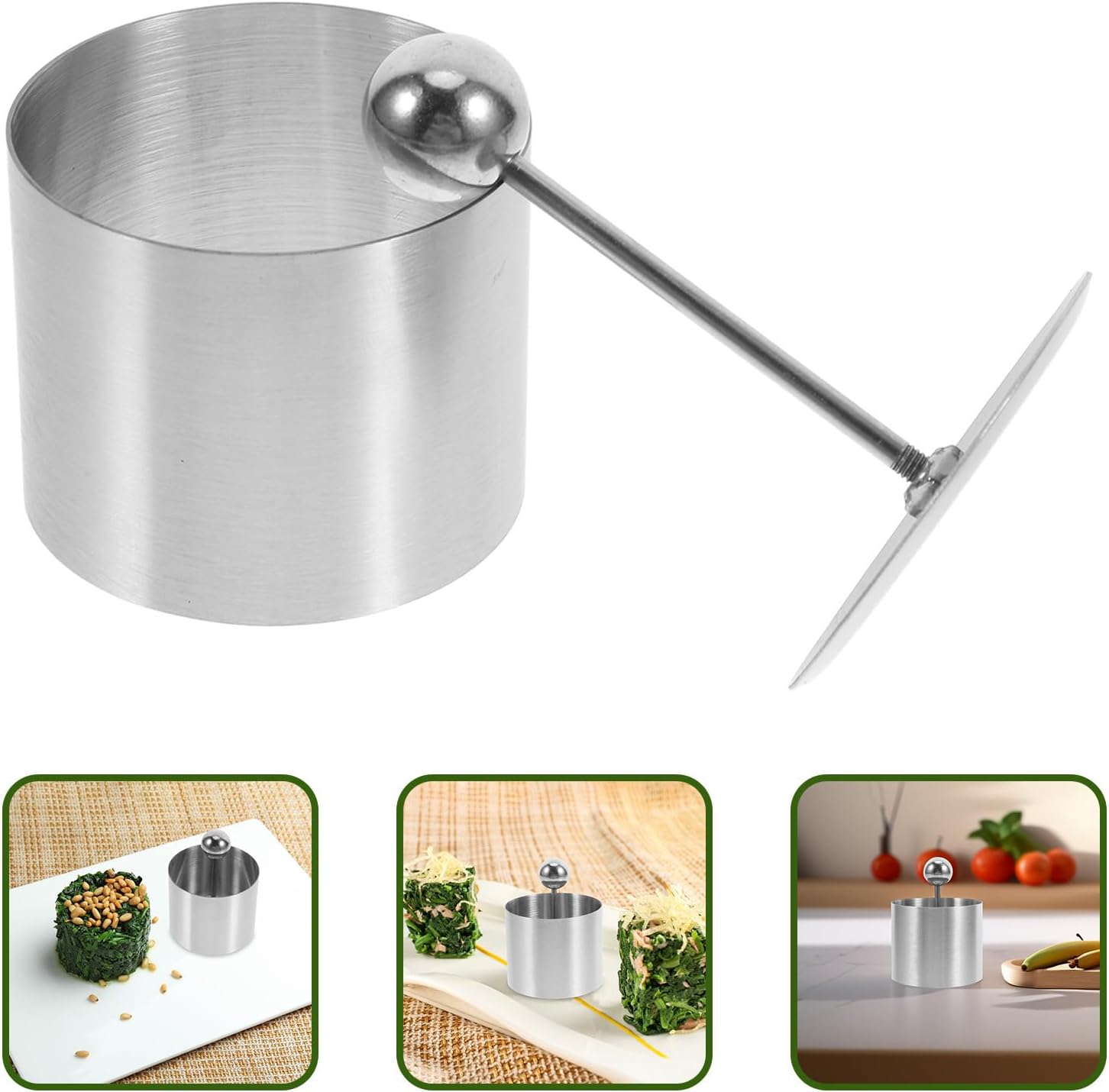 Silver Stainless Steel round Food Mold for Kitchen Presentation | Elegant Design, Versatile Kitchen Tool, Built to Last, Suitable for Cold Dish Plating and Baking Ring Use