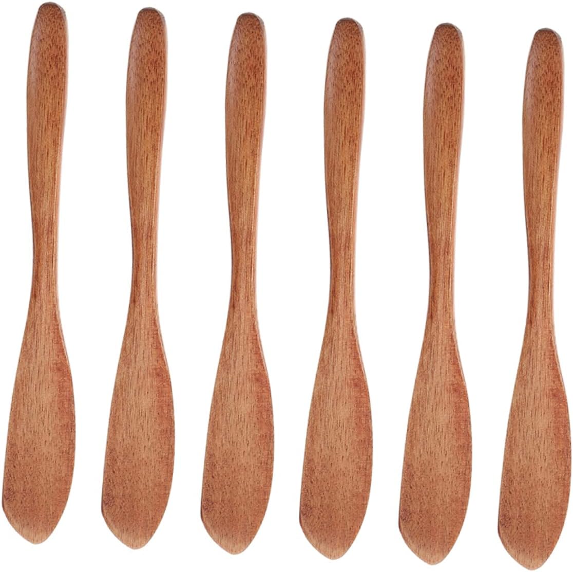 KICHOUSE 6pcs Wooden Spatulas Spreaders Bread Jam Spatulas Ketchup Butter Spreader Kitchen Utensil
