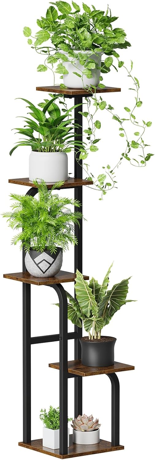 5-Tier Indoor Plant Stand, Rustic Brown