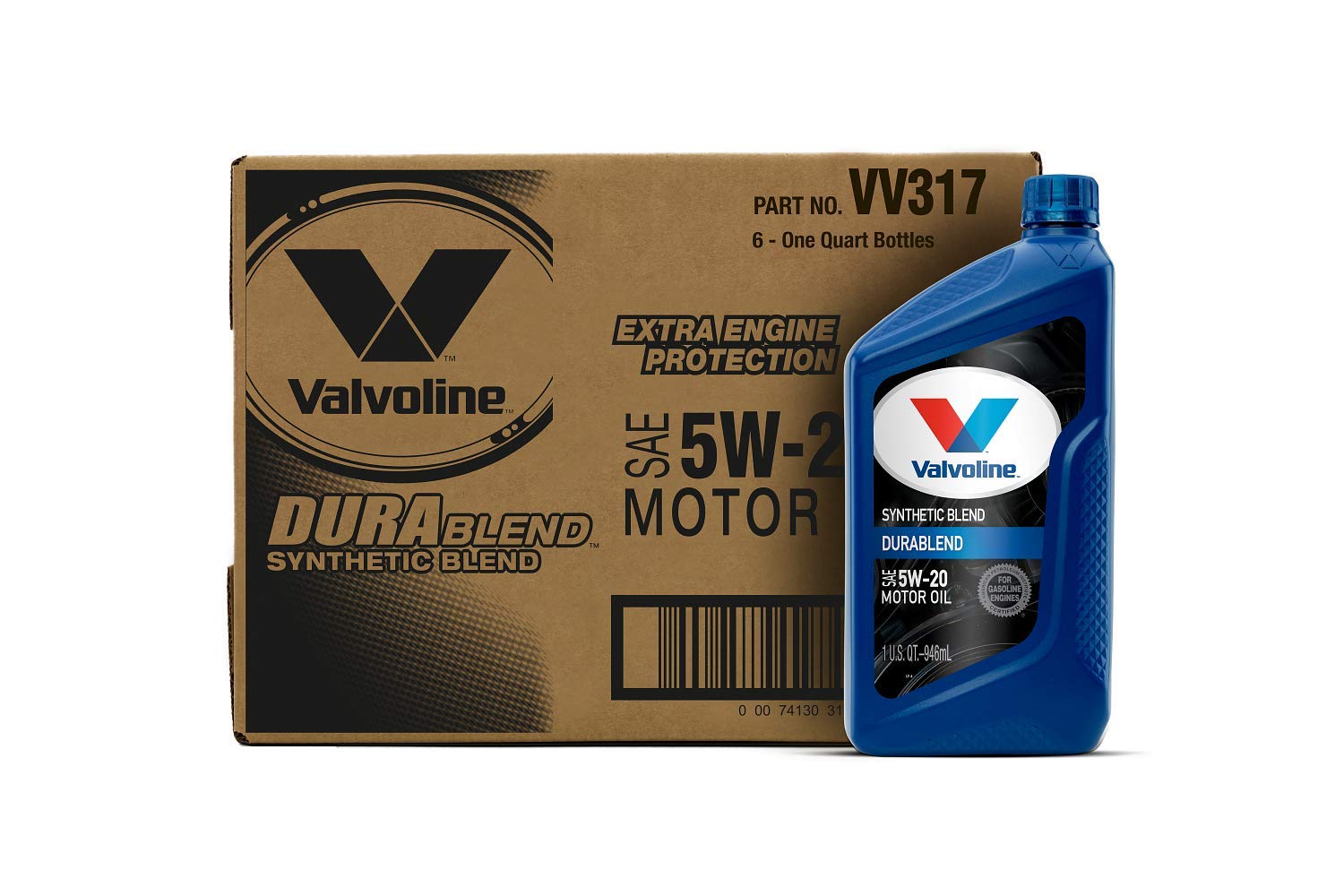 Valvoline DuraBlend SAE 5W-20 Synthetic Blend Motor Oil 1 QT, Case of 6
