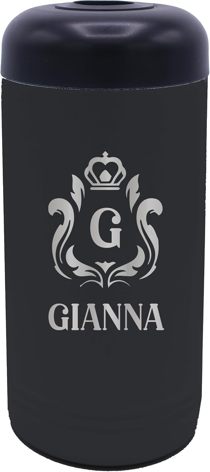 Custom Personalized Insulated Wine Chiller - Portable Single Bottle Travel Wine Cooler (Black)