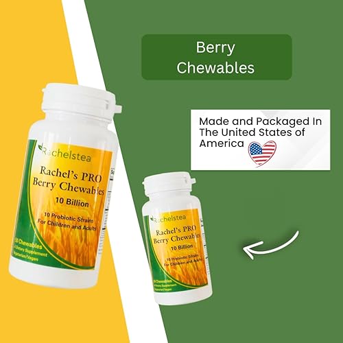 Miniatura 2 de Rachel's Pro Berry Chewables 10 mil millones de cepas, gastrointestinales, niños y adultos 50 masticables Gran sabor