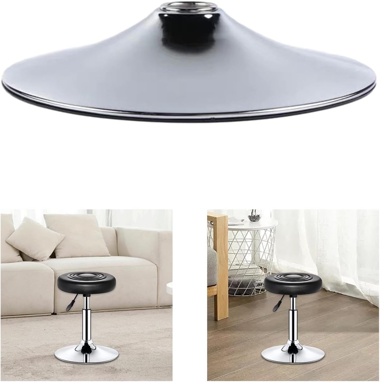 Bar Stool Round Base Barstool Base Parts Metal Seat Swivel Base Table Chair Base for Kitchen Restaurant Gaming, Silver, 385mmx1.5mm