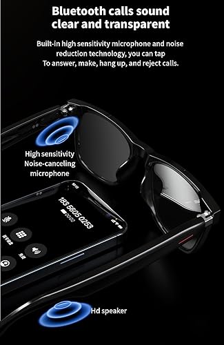 Miniatura 5 de Gafas Bluetooth, gafas de audio inteligentes inalámbricas Bluetooth, sonido de oído abierto con micrófono y altavoces, filtro de luz azul, asistente