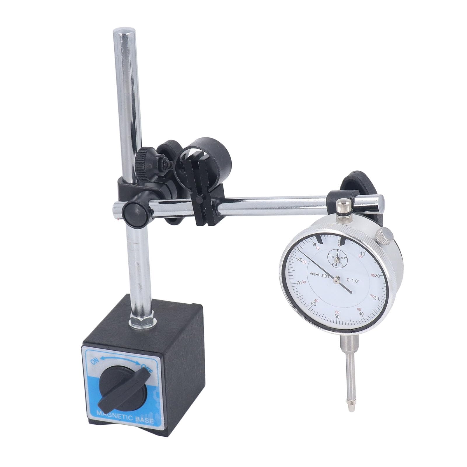 FTVOGUE Comparatore a Quadrante con Base Magnetica, Regolazione Fine da 0 a 1 Pollice, Elevata stabilità, Flessibile e Robusto, con Magnete Permanente e Interruttore On/off per