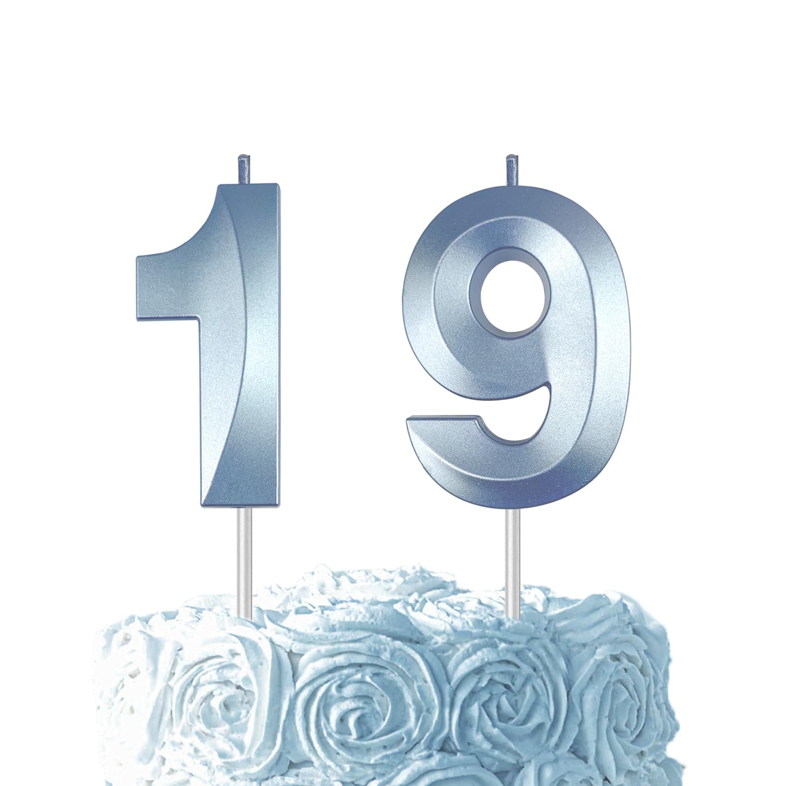 Blue Birthday Number 19 Candles for Wedding Party Cake Decorations