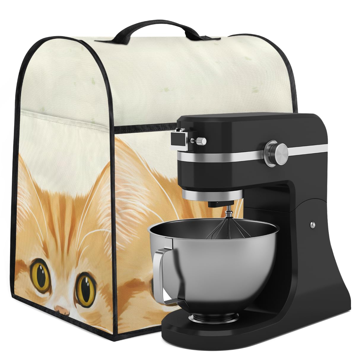 Coffee Maker Cover Interesting Cat Head Kitchen Appliance Covers Small Appliance Covers Blender Cover Juicer Cover Dust Covers for Kitchen Appliances with Top Handle and Pockets,Washable,C328