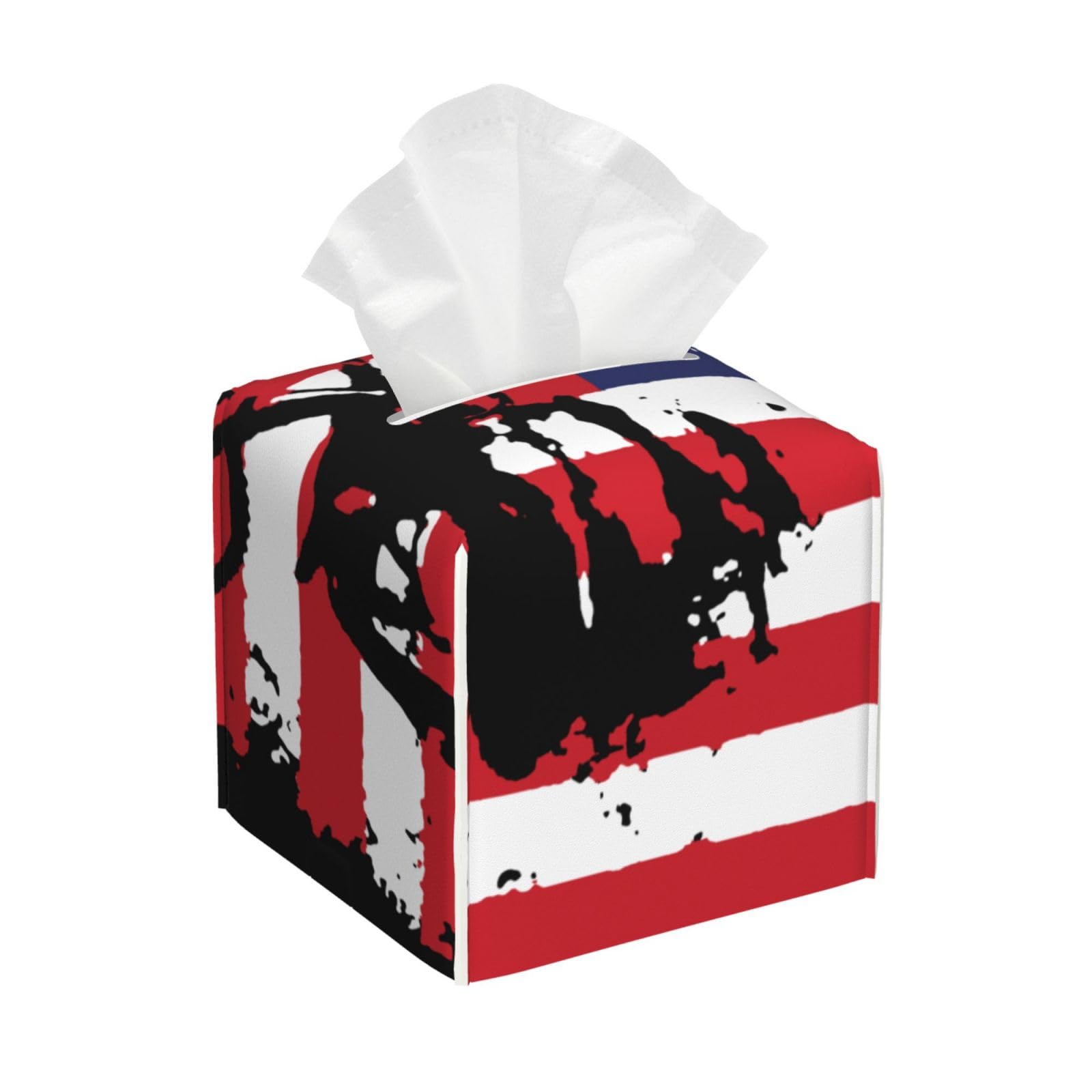 American Flag Motocross Dirtbike Square Tissue Box Cover with Modern and Stylish Bottom Tissue Box Storage Space