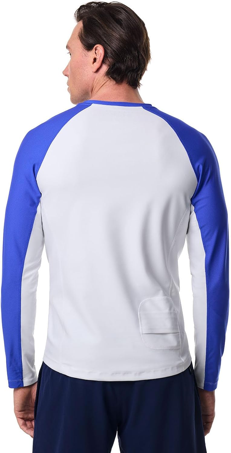 Men's Long Sleeve Swim Shirt - UPF 50+ Sun Protection - Hightide in Colorblock Baja Blue