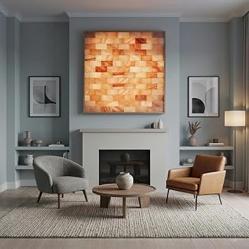 2x2 Himalayan Salt Wall Panel Kit with Bricks, Glue, Placement Map & Manual Set