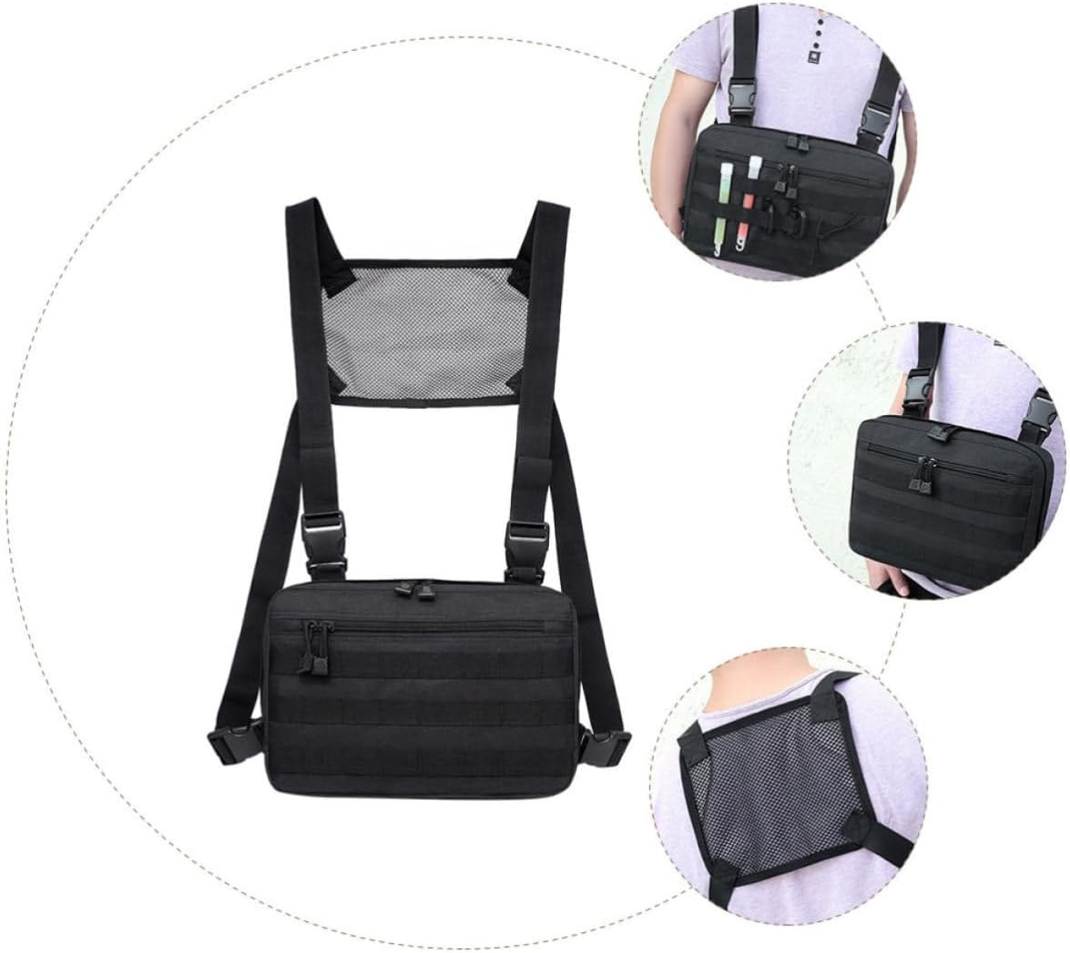 Toyvian Lightweight Nylon Chest Bag for Men with Quick Release Buckles and Adjustable Shoulder Straps, for Outdoor Camping, Cycling, and Running Activities