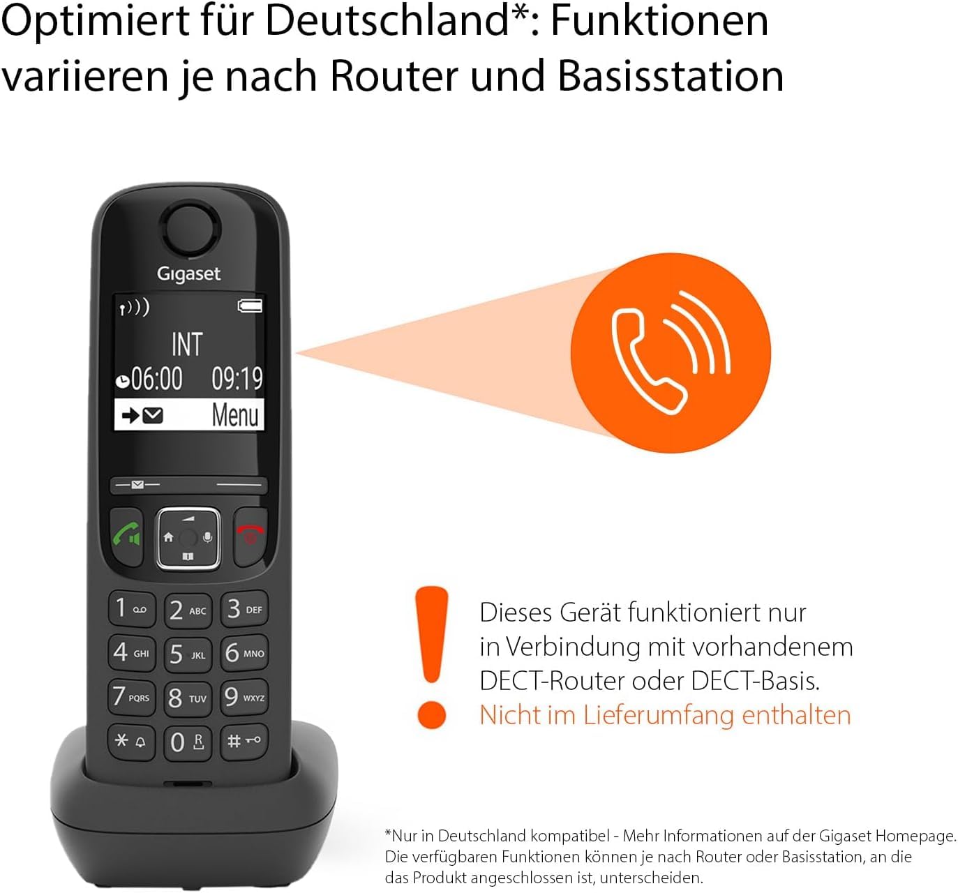 Gigaset AS690HX DECT-Mobilteil Schnurloses Telefon Fritzbox-kompatibel kontrastreiches Display schwarz Deutsche Version