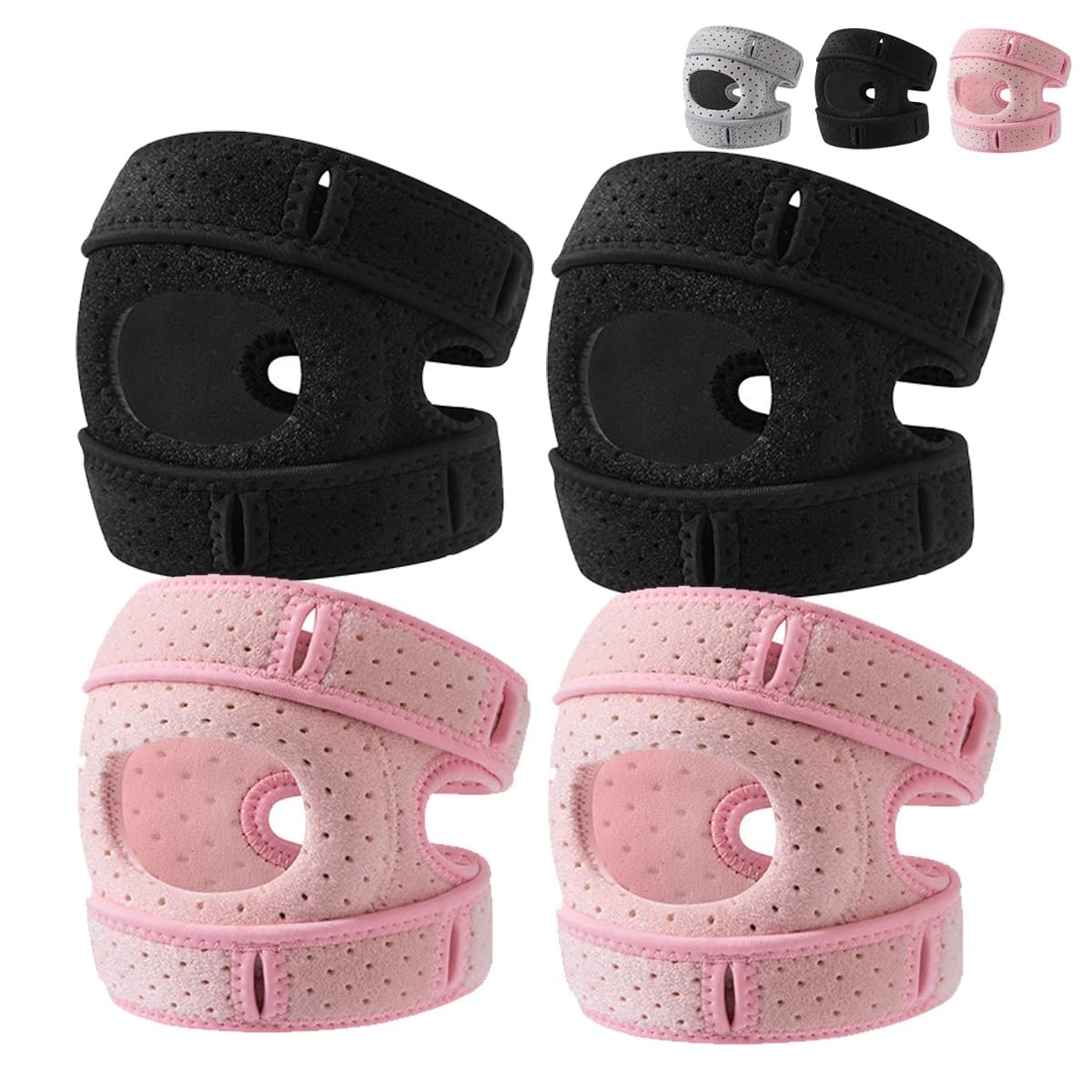 Knee Brace for Women Men, Patellar Pad Realign Knee Joint While You Move, Adjustable Tendon Support Sleeve Braces for Meniscus, Osteoarthritis, Orthopedic, Knee Support for Athletes(4PCS-B,Small)