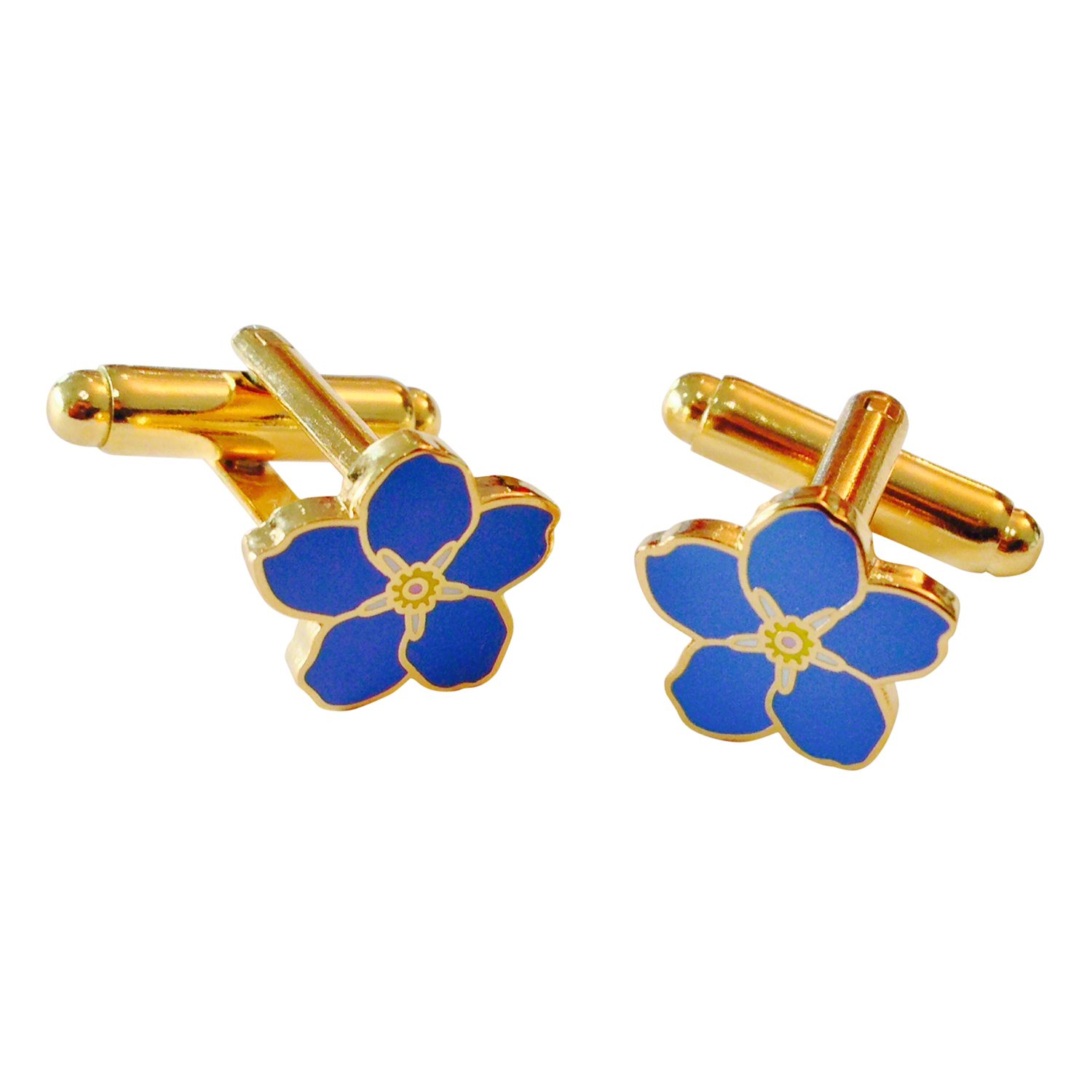 THE MASONIC COLLECTION Gemelli da uomo a forma di fiore, placcati in oro con smalto blu, forniti in scatola per gemelli/sacchetto di velluto, regalo massone per uomo, One size, Oro, Perla