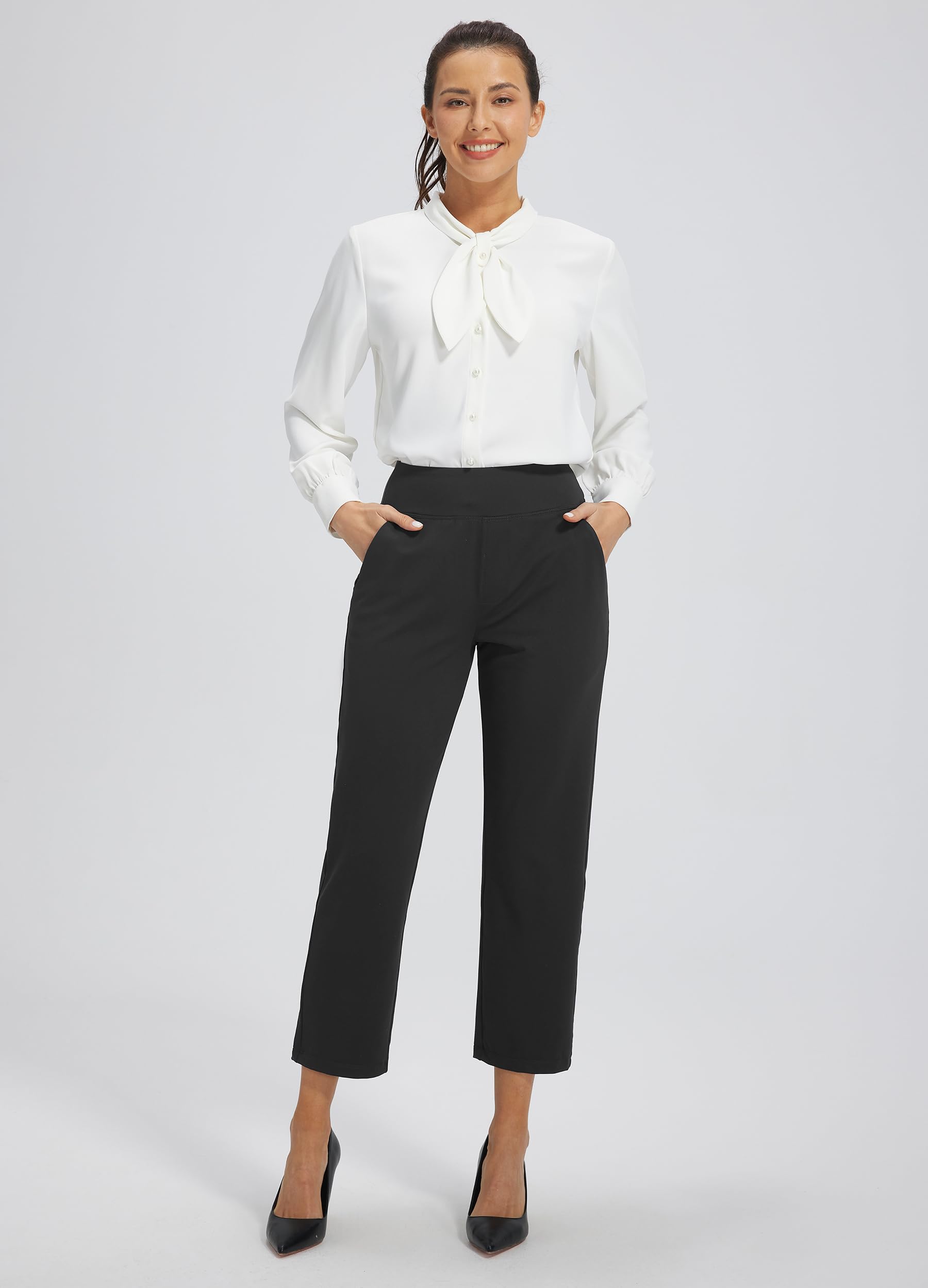 Libin Pantalones Vestir Casuales Mujer 7/8 Jogger | Pantalón Deportivo Elástico Informal Ligero De Verano Estilo Negocios Pantalón Para Correr Y Fitness Con Bolsillos