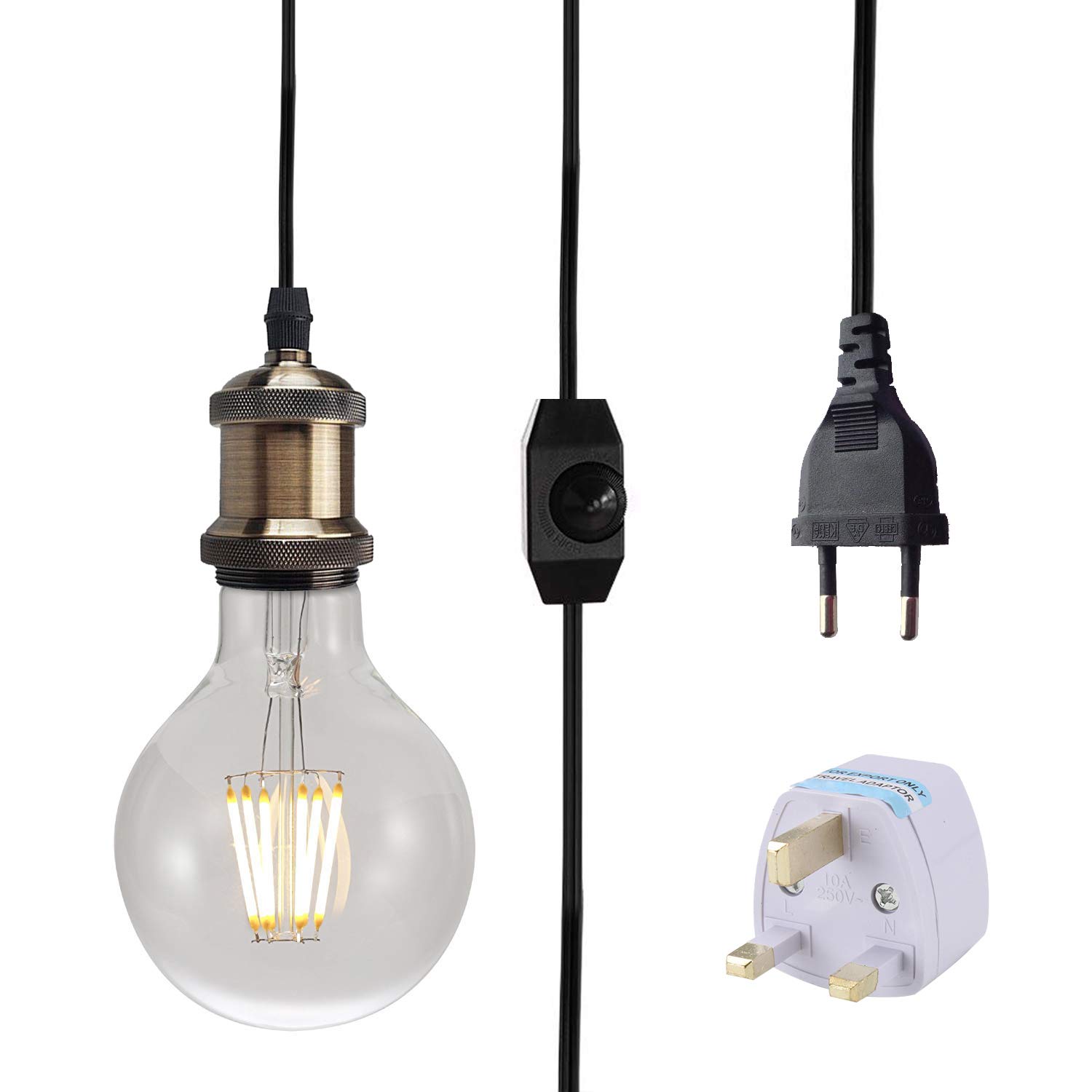 Buy Vintage Plug in Hanging Light Kit, Industrial Style Pendant