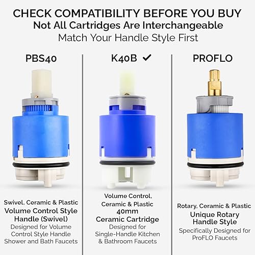 Miniatura 3 de Kerox K40B - Cartucho de grifo de 1.575 in, cartucho de mezcla de cerámica, grifos de fregadero de baño y piezas para reparación y mejora de