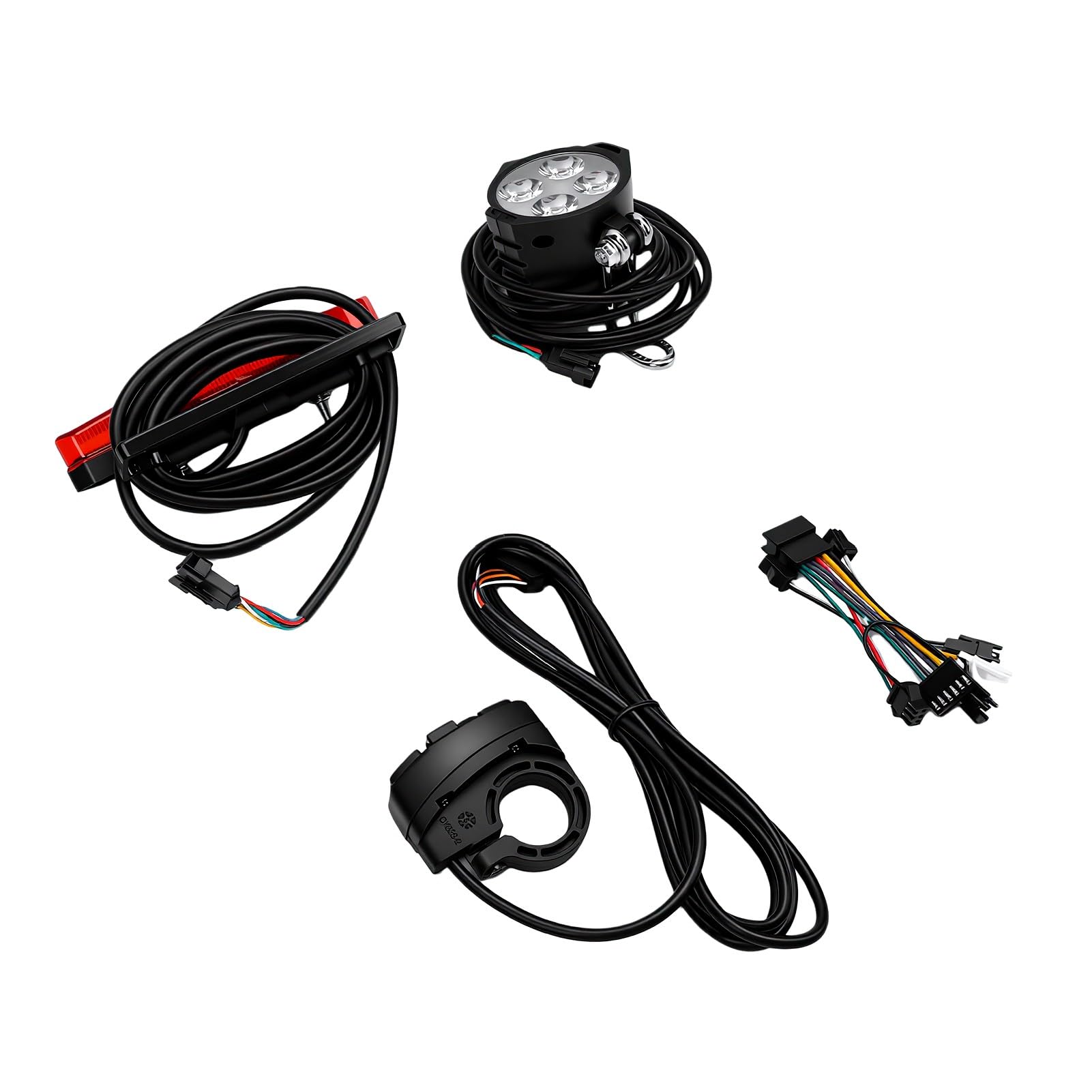 Juego de Luces para Bicicleta Eléctrica, Iluminación Brillante de 400 Lúmenes, Luz Trasera LED con Interruptor de Control de Manillar de Bocina para Bicicleta Eléctrica