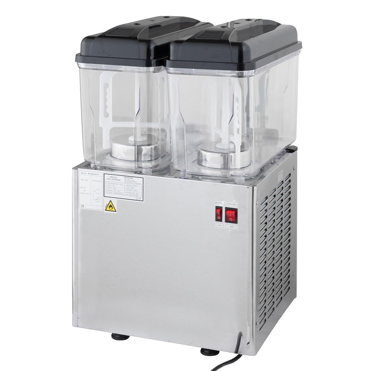GastroHero Getränkespender ECO 2x12 Liter Doppel Saftspender Kaltgetränkespender mit Rührwerk Getränkekühler für Saft Eistee Limonade Polycarbonat Behälter +5 bis +12 °C