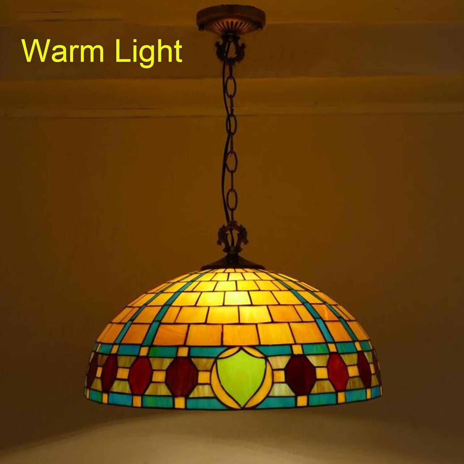 20 Inch Lamp Shade Replacement, Only Tiffany Stained Glass Lamp Chimney, Floral Design, Red Green Pink Blue Yellow Fit for Table Lamp, Pendant Light, Floor Lamp,Pyramid