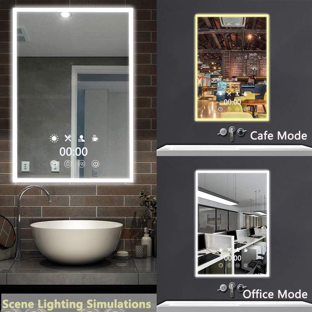 Up To 40% OFF Peralng LED Bathroom Mirror Wall Mounted Light,28 X 20 Lighted Edge Backlit Vanity Light with 3-Colour Dimmable Touch Switch Horizontal Rectangle