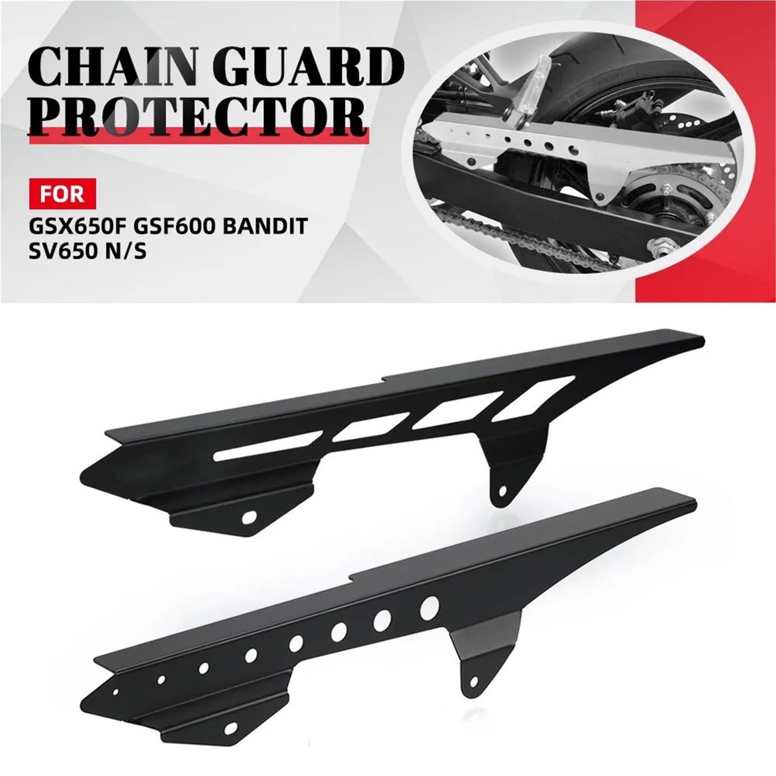 osłona zębatki motocykla Pasuje do Suzuki GSX650F GSF600 Bandit SV650 N/S 1999-2016 Osłona łańcucha zębatki tylnej Osłona błotnika osłona łańcucha(White)